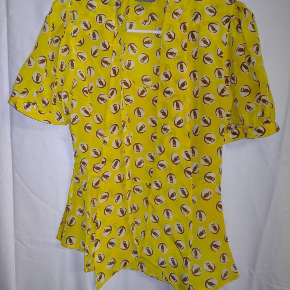 Adorable ANTHRO Girls from Savoy tie-front blouse with owl print size 0 NWOT!!!